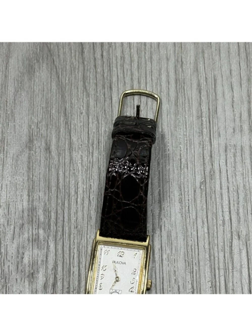 Vintage Bulova Watch Co Men's Watch Black Leather Band - Needs Battery